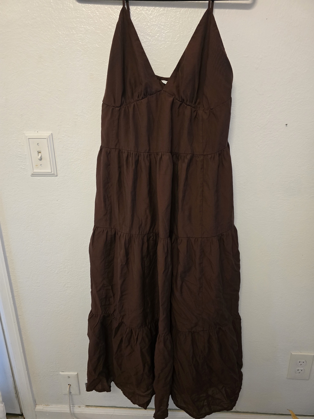 H&M Brown Tiered V-Neck Maxi Dress